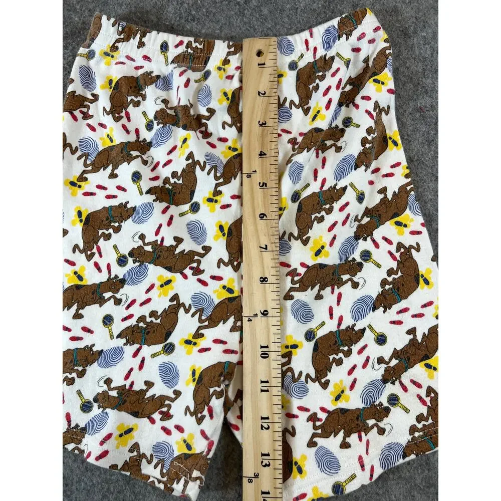 VINTAGE 90s Scooby Doo Pajama Shorts Kids Size 10 All Over Print Cotton Lounge